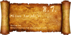 Milos Tarján névjegykártya